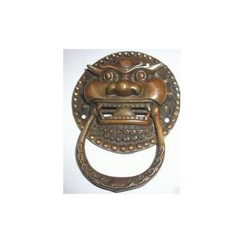 Copper Crafts Brass decoration Fine Brass copper decoration bronze Elaborate Chinese Copper Foo Dog Foo Lion Door Knocker pair