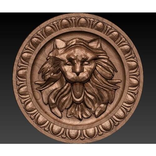 Lion 3D STL Model for CNC Router 3D Printer Artcam Aspire _Round Decor