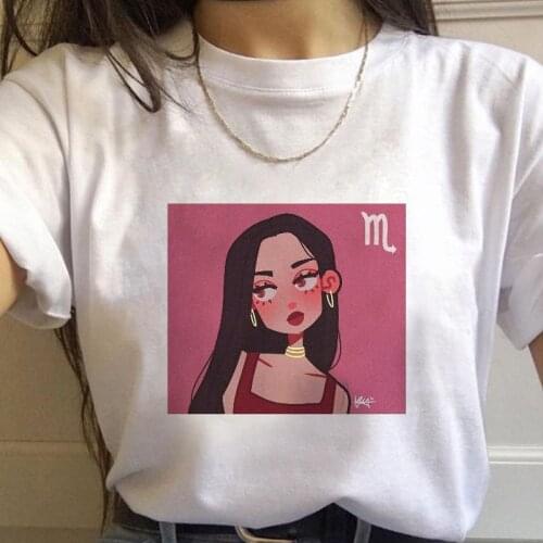 12 Constellations Fashion T Shirt Women Harajuku Short Sleeve Fun Ulzzang T-Shirt Cute Kawai Tshirt Cartoon Top Tees Female Tsh