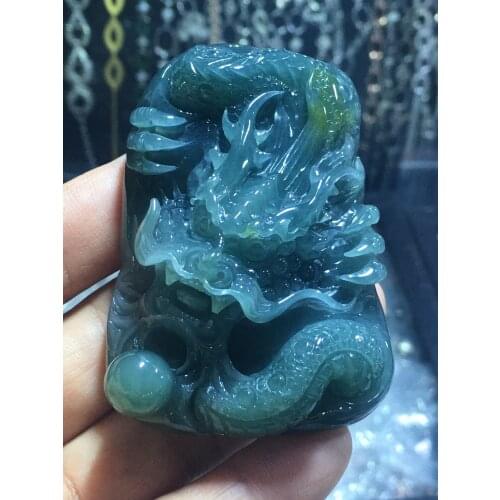 Natural Myanmar jade 7A HandCarved dragon jadeite emperor green jade pendant jade necklace pendants jewelry jade necklaces