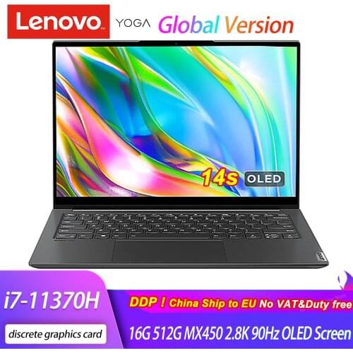 Lenovo YOGA 14s 2021 Laptop 11th Intel i7-11370H 16GB RAM 512GB SSD MX450 14 Inch OLED Full Screen Notebook 2.8K 90Hz Office PC