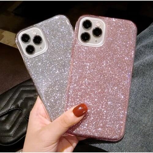 Ottwn Solid Color Bling Glitter Phone Case For iPhone 12 Pro Max 12 Mini 11 Pro Max Gradient Shiny Soft TPU Silicone Back Cover