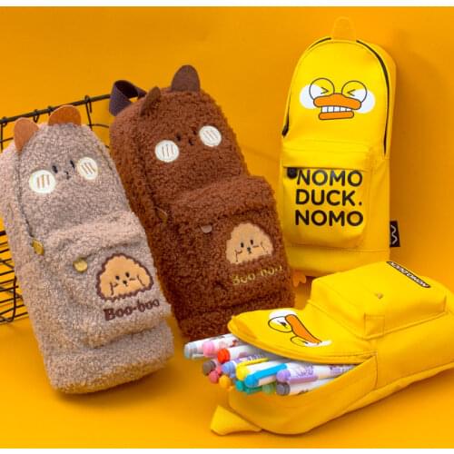 Cute Animal Kawaii Rabbit Cat Canvas Large Capacity Pencil Bag Desk Organizer Storage Bags Kids Pen Case School Stationery Cases