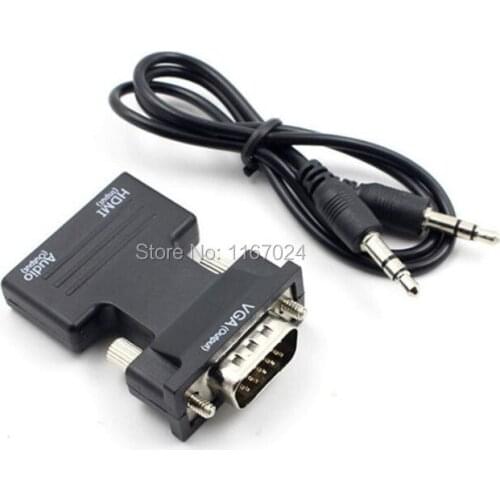 100set 1080P HDMI Female to VGA Male Converter Adapter Lead with Audio Output Cable HDMI to VGA For PC Laptop TV Box Projector