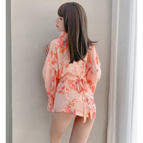 Party Short Gown Sakura Girl Kimono Dress Japanese Style Yukata Bathrobe Women Floral Print Haori Japan Uniform Cosplay Costume