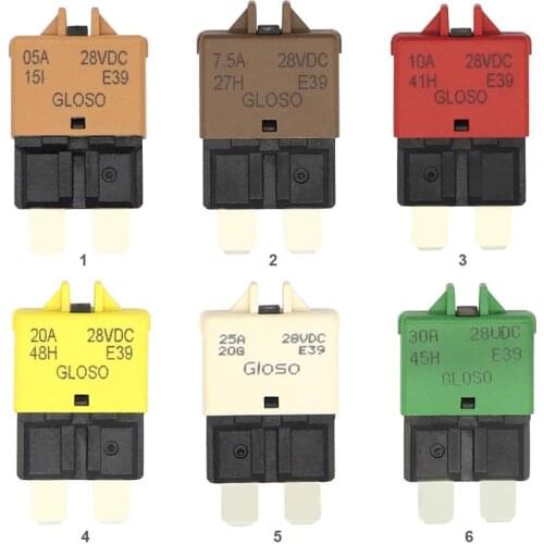 ATC Circuit Breaker Blade Fuse DC28V 5A/7.5A/10A/15A/20A/25A/30A Manual Reset Fuse Adapter for Car Truck Boat Marine