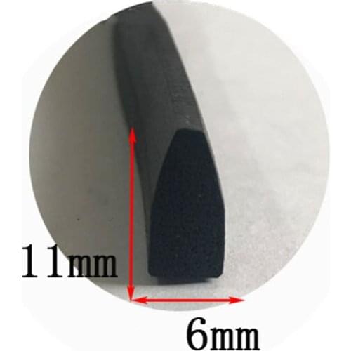 Self-adhesive EPDM Rubber Foam Sponge Seal Strip Half Round D Insulation Bar 6x11mm Thick Black