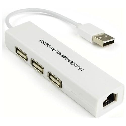 Free Shipping USB to RJ45 Lan Card Ethernet Network Adapter Cable 3 Port Hub 2 in 1 Win7 8 XP