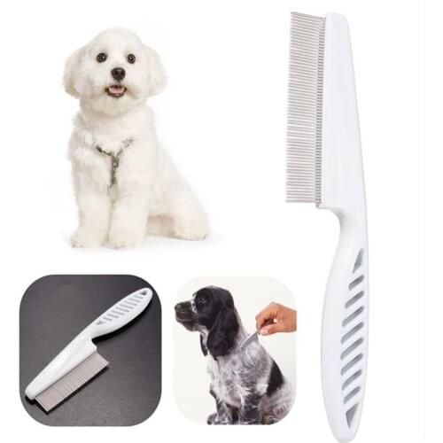 New Dog Pet Hair Grooming Comb Flea Shedding Brush Puppy Cat Dog Handhold Stainless Hair Combs Cat Dog Bath Cleaning Supplies