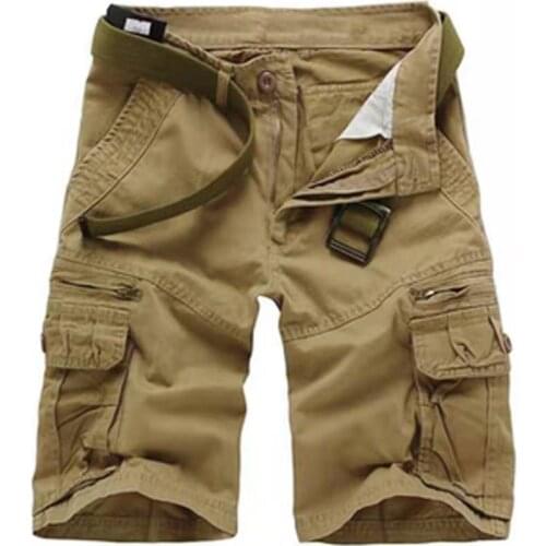 2021 Summer New Solid Color Tactical Cargo Shorts Men Khaki Jogger Military Cargo Shorts Men 100% Cotton Pants Casual Loose Men