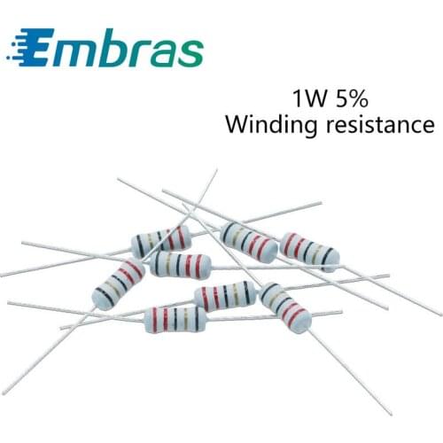 Winding Resistance 1W Accuracy 5% 0.1R 0.33 1 2.2R 3 4.7 5.1 6.8R 10R 22R 68R 100R 200 500 Ohms 20Pcs