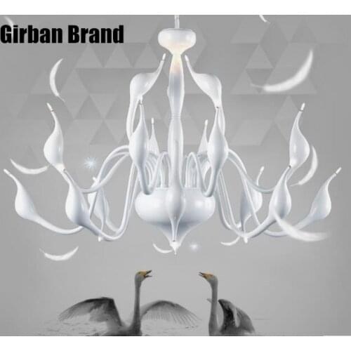Girban Brand Modern Decoration G4 Lighting European Swan Chandeliers Candle Crystal LED Ceiling Chandelier Bedroom Living Room