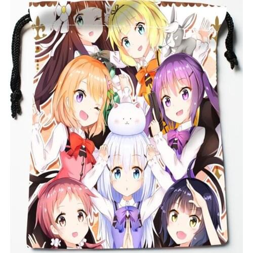 Gochuumon wa Usagi Desu Ka Drawstring Bags Wedding Party Christmas Gift Pouches Packing 18x22cm Satin Fabric Storage Bag 0303