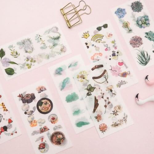Creative Stationary Cute Stickers Lovely Flowers Birds and Animals Transparent Hand DIY Album Mobile Phone Cartoon Stickers Lot