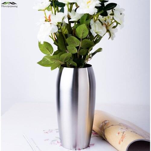 Flowers Vases Table Centerpiece Vase Metal Silver Tabletop Flower Holder Stainless Steel for Home Decoration Best Gifts G019