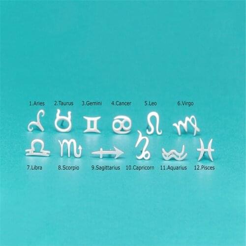 QIAMNI 12 Star Zodiac Signs Constellation Horoscope Astrology Galaxy Stud Earring Birthday Gift Women Pendientes Dropshipping