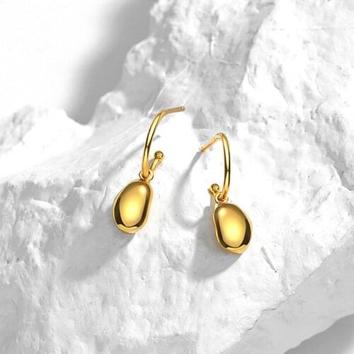 Amaiyllis 925 Sterling Silver Light Luxury Irregular Peas Hoop Earring Personality Hip Hop Drop Earring For Women Summer Jewelry