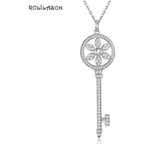 4.81G Amazing Fashion 100% Vintage 925 Round Key Pendant Chain Necklace for Women SP46