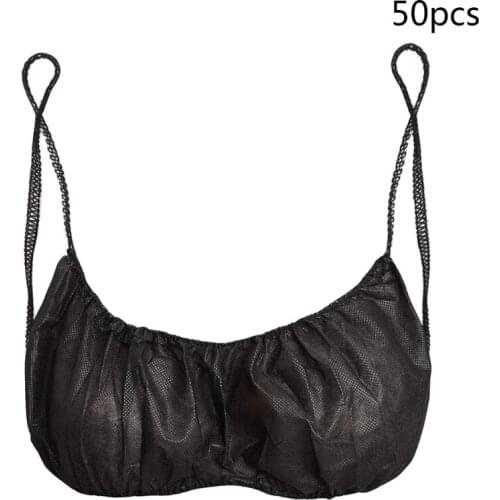 N7ME 50 Pcs Women Disposable Bras Elastic Straps Spa Top Underwear Non-woven Brassieres for Spray Tanning