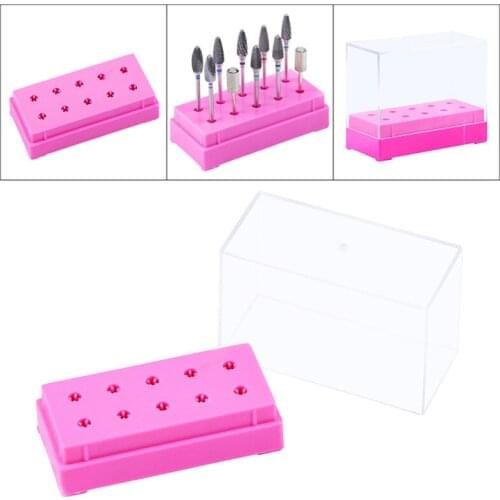 7/10Holes Nail Drill Bits Holder Stand Display Nail Drill Showing Shelf Organizer Container Mill Cutter Case Manicure Accessory