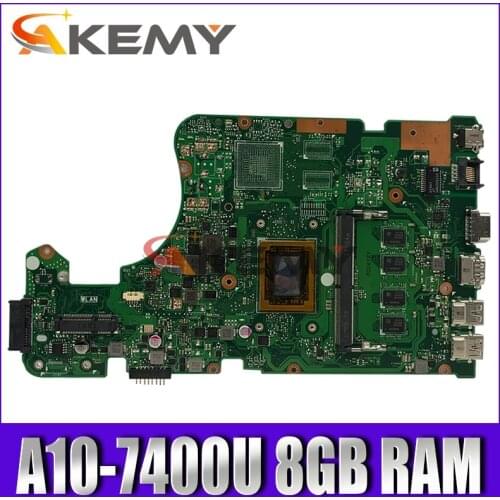 Akemy For Asus X555Q A555Q X555QG X555QA x555bp x555b Laotop Mainboard X555QA Motherboard with A10-7400U 8GB RAM