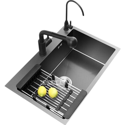 ALM-108 Kitchen Sink Set High-quality 304 Stainless Steel Single Sink Household Vegetable Washing Basin Sink Hot Sale (68*45CM)