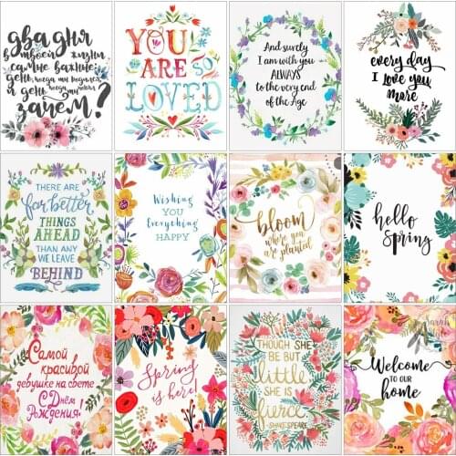 AZQSD Diamond Embroidery Love Text Flower Mosaic Rhinestones Diamond Painting Landscape Cross Stitch Needlework Home Decor