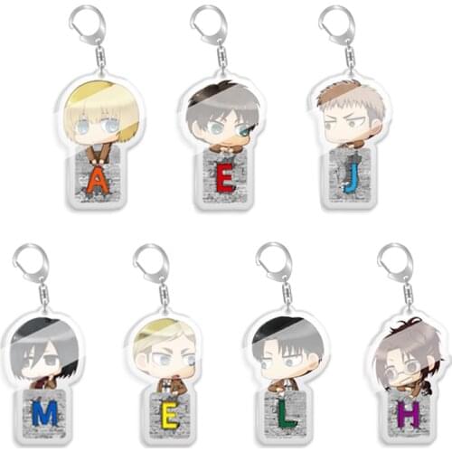 5pcs 10pcs 7Kinds Attack on Titan Mikasa Ackerman Connie Springer Moblit Berner PVC Pendant Keychain Keyring