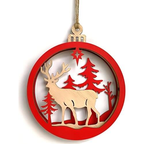 2019 Wooden Christmas 3D Large Bulb Shape Pendant Decoration Cute Interior Xmas Pendant for House Firepalce Chrismas Tree Drops