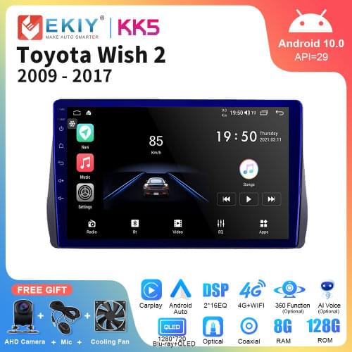 EKIY Android 10.0 All-in-One GPS Navigation For Toyota Wish 2009 2010 2011 2012 Multimedia Video Player Stereo DSP RDS Head Unit