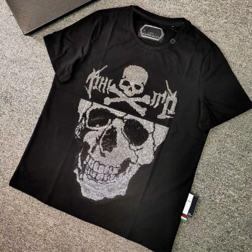 PP Men T-Shirt Round Neck Short Sleeve 3D Printed Skull Top Hip Hop Street Sportswear Black Plein T-Shirt Men Fashion Tops