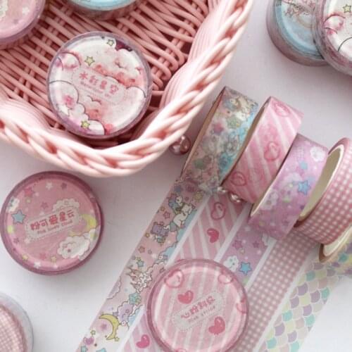 Mohamm Washi Tape Japanese Stationery Kawaii Pink Masking Tape Cute Scrapbooking Girl Gift Decoration School&Office Supplies
