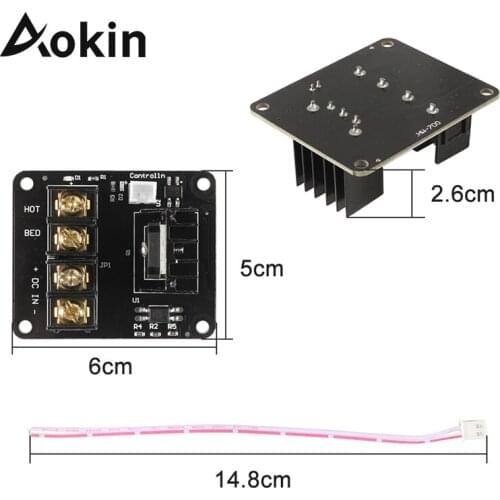 Aokin Heated Bed Power Module Hot Bed Power Expansion Board MOS Tube High Current Load Module with Cable 3D Printer Accessories