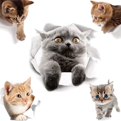 Cartoon Animal 3d Toilet Stickers on The Toilet Seat Cute Cats PVC Wall Sticker Bathroom Refrigerator Door Decor Stickers Decals