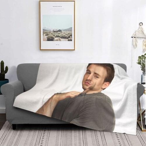 Chris Evans Blankets Fleece Winter Actor Director Portable Lightweight Throw Blankets for Sofa Car Bedspread