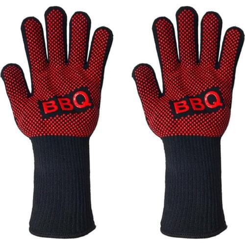 BBQ Grill Gloves Heat Resistant Silicone Non-Slip Cooking Baking Barbecue Oven Gloves Silicone Flame Retardant Gloves