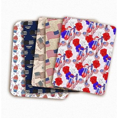 Polyester Cotton Fabric Independence Day Theme Print By The Half Or Meter For Sewing Diy Dress Mask Making 45*145cm 1PC