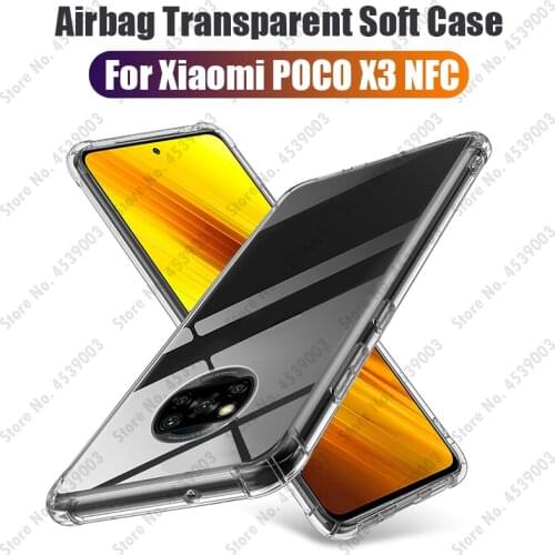 Clear Shockproof Cover Case For Xiaomi Poco X3 NFC Airbag Transparent Silicone Case For Redmi Note 9 Pro Max 9s Phone Housing