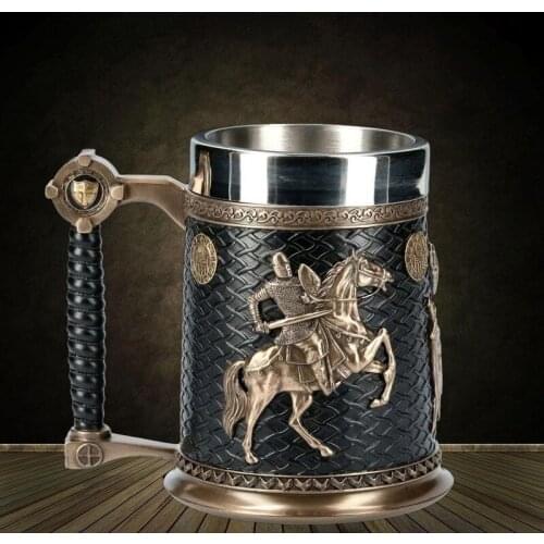 Retro Creative Blackjack Draft Beer Mug Stainless Steel Wine Glass Embossed Mug Bar Coffee Cup Beer Mug Stainless Steel