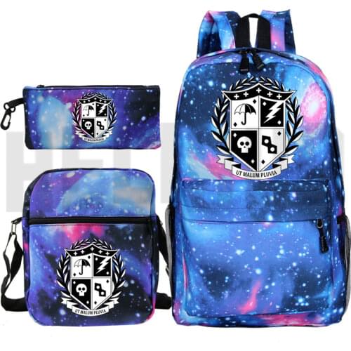 New The Umbrella Academy Backpack Men Plecak Anime Zipper Bag Pack Shoulder Bookbag Pencil Bag Women Travel Bags Mochila Galaxy