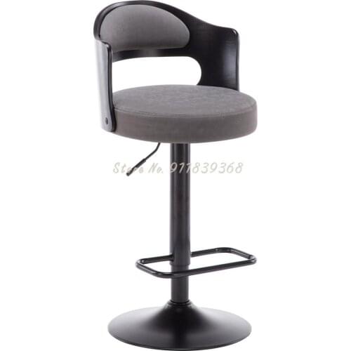 Nordic Luxury Lift Rotation Modern Simple Wooden Back Bar Chair Front Desk Cashier Chair High Foot Bar Chair