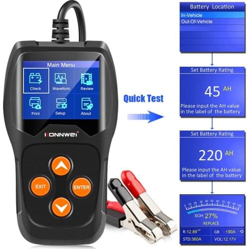 Car Battery Load Tester KW600 12V Car Relay Tester Automotive Battery Checker Analyzer Cranking Charging Diagnostic Tool