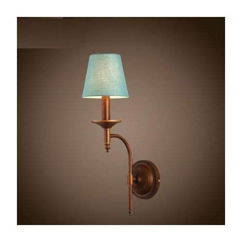 Cloth Lamps Shade Vintage Wall Lamp European Style LED Wall Light Fixtures For Indoor Home Lighting Bedside Wall Sconce