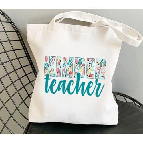 Supplies Kindergarten Teacher Printed Tote Bag women Harajuku shopper Funny handbag girl Shoulder shopping Lady gift Canvas Bag
