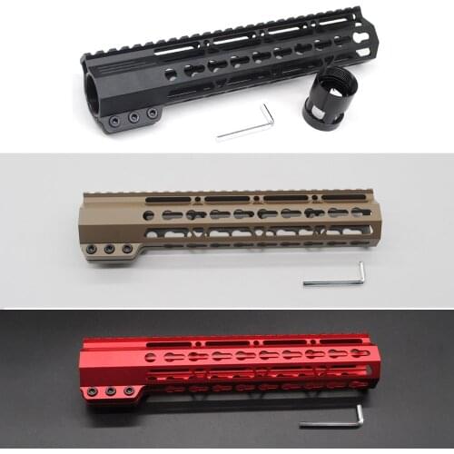 TriRock Black/Tan/Red 10 inch Slim Keymod Handguard Free Floating Picatinny Rail Mount System Fit .223/5.56 Rifle AR-15/M4/M16