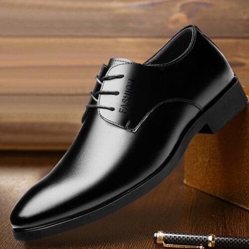Mazefeng Business OXford Shoes Men Breathable PU Leather Shoes Men Rubber Formal Dress Shoes Male British Style Wedding Shoes