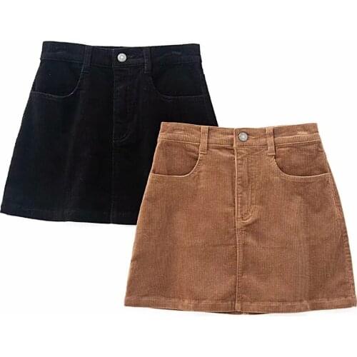 Woman corduroy skirt summer sexy mini Vintage harajuku skirts mini slim high waist A-Line skirt ladies korean style 2021