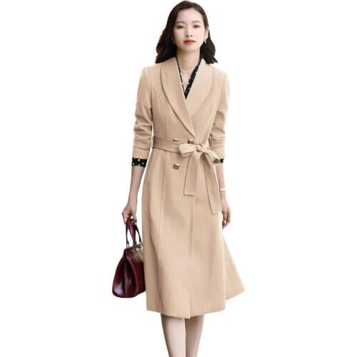 Women High-end Trench Coat 2021 Female Spring Autumn Plus Size Windbreaker Long Fashion Coats Suit Collar Windbreaker Costume