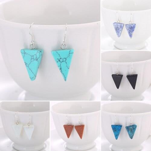 1 Pair Geometric Natural Stone Women Ladies Hook Earrings Drop Dangle Jewelry Party Earrings Gift Accessory Fashion 8 Color