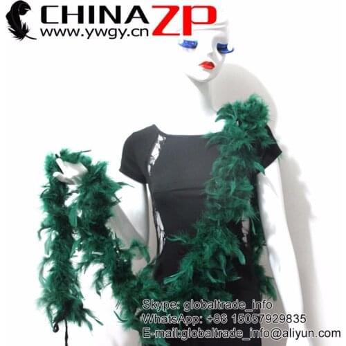 Gold Manufacturer CHINAZP Factory 10yards/lot Promotional 40G Peacock Green Turkey Feathers Boa for Party Dresses